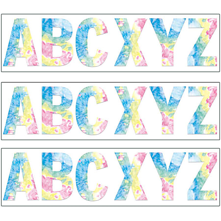 Eureka 7" Deco Letters, Fluorescent Tie-Dye, 129 Letters Per Pack, Set Of 3 Packs