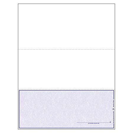 Custom Blank Check Stock, Laser Check Bottom With Signature, 8 1/2" x 11", Box Of 500