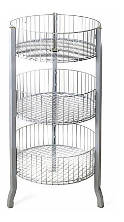 Azar Displays 3-Tier Wire Storage Bin, Extra Large Size, White