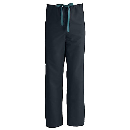 Medline ComfortEase™ Unisex Regular Non-Reversible Drawstring Cargo Scrub Pants, 2X, Black