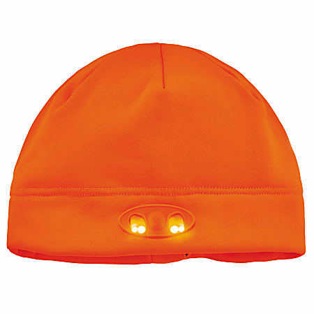 Ergodyne N-Ferno 6804 LED Light Fleece Skull Cap Beanie Hat, Orange