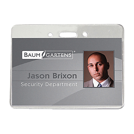 Baumgartens® ID Badge Holder, 4" x 2 5/8", Clear, Pack Of 50