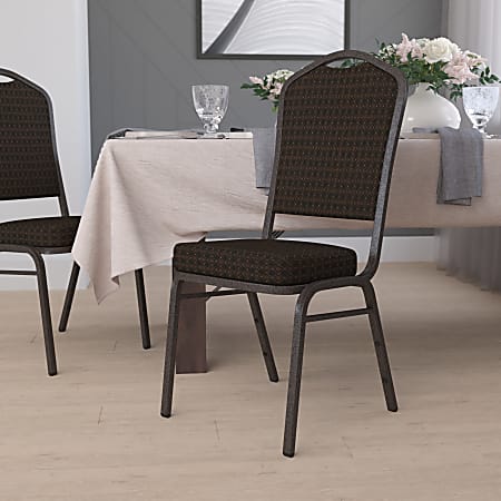 Flash Furniture HERCULES Series Crown Back Stacking Banquet Chair, Brown Patterned/Goldvein