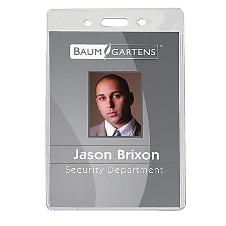 Baumgartens® ID Badge Holder, 4" x 3 5/8", Clear, Pack Of 50