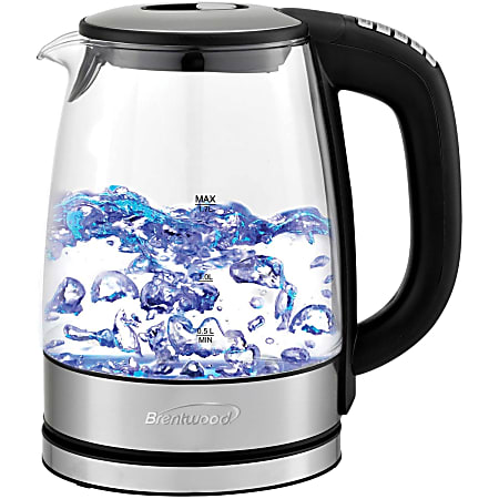 Brentwood 1.79 Qt Cordless Digital Electric Glass Kettle With 6 Precise Temperature Presets & Swivel Base, Black