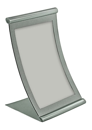 Azar Displays Metal Vertical Curved Sign Holder, 8-1/2"H x 5-1/2"W x 3"D, Silver