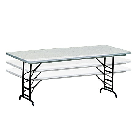 Realspace® Adjustable-Height Molded Plastic Top Folding Table, 6'W, Platinum