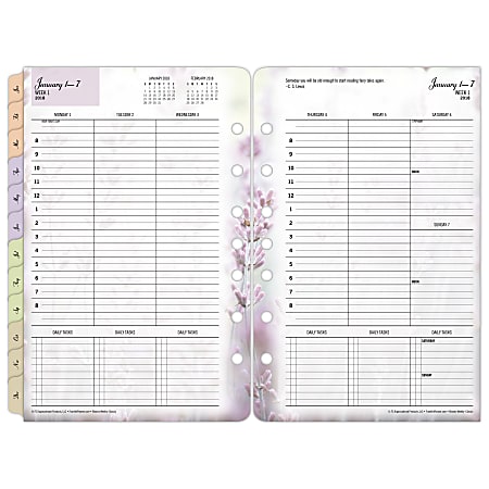 FranklinCovey® Blooms Dated Weekly Planner Refill, 5 1/2" x 8 1/2", January to December 2018 (35448-18)