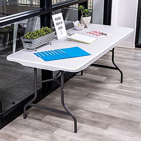 Realspace® Molded Plastic Top Folding Table, 29"H x 72"W x 30"D, Gray Granite