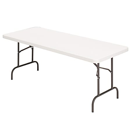 Realspace® Molded Plastic Top Folding Table, 8'W, Gray Granite