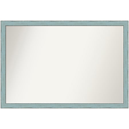 Amanti Art Non-Beveled Rectangle Wood Framed Bathroom Wall Mirror, 26-1/4” x 38-1/4”, Sky Blue Rustic