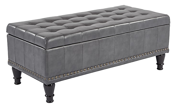 Office Star™ Caldwell Square Storage Ottoman, Gray