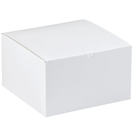 Partners Brand Gift Boxes, 10"L x 10"W x 6"H, 100% Recycled, White, Case Of 50