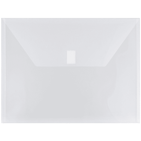 JAM Paper® Plastic Booklet Envelopes, Letter-Size, 9 3/4" x 13", Hook & Loop Closure, Clear, Pack Of 12