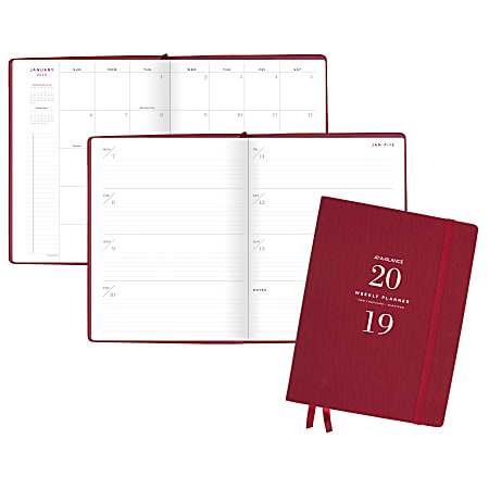 AT-A-GLANCE® Signature Collection™ Perfect-Bound 13-Month Weekly/Monthly Planner, 8 1/2" x 11", Red, January 2019 to January 2020