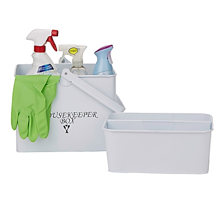 Mind Reader Steel Cleaning Caddy, 8-3/4"H x 10-1/2"W x 8"D, White