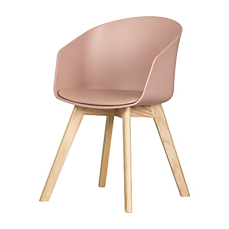 South Shore Flam Chair With Wooden Legs, Pink/Natural