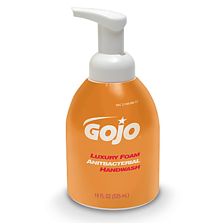 GOJO® Luxury Foam Antibacterial Handwash Pump Bottle, 18 Oz, Orange Blossom