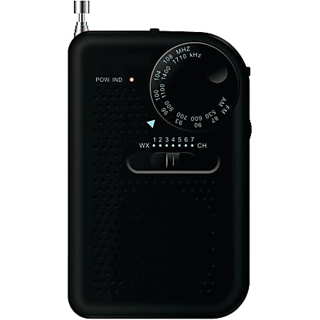 Sylvania Portable AM/FM Radio (Black) - Headphone - 2 x AAA - Portable