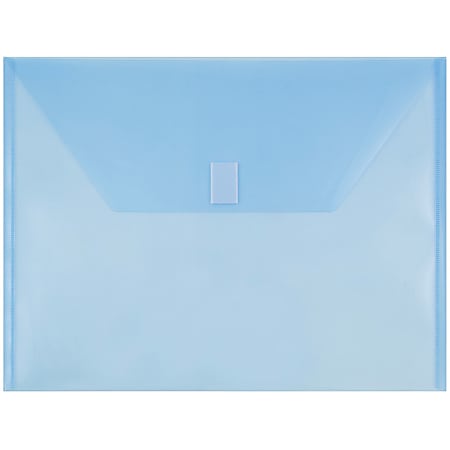 JAM Paper® Plastic Booklet Envelopes , Letter-Size, 9 3/4" x 13", Hook & Loop Closure, Blue, Pack Of 12