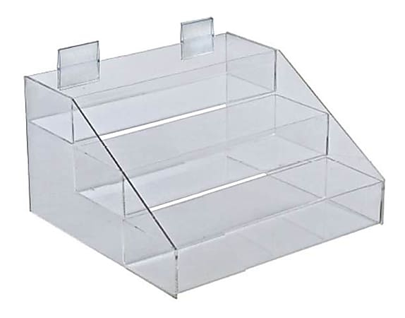 Azar Displays 3-Tier 3-Compartment Counter Display, 7”H x 12”W x 11-3/4”D, Clear