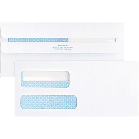 Business Source No. 9 Double Window Invoice Envelopes - Double Window - #9 - 8 7/8" Width x 3 7/8" Length - 24 lb - Self-sealing - 500 / Box - White