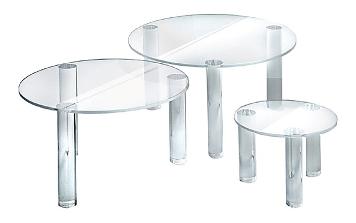 Azar Displays 3-Piece Acrylic Round Riser Set, 4"H, 6"H, 8"H, Clear
