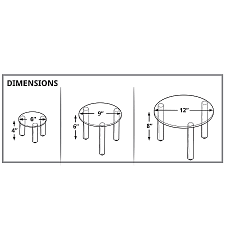 Azar Displays 3 Piece Acrylic Round Riser Set 4 H 6 H 8 H Clear ...