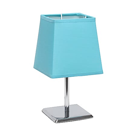 Simple Designs Mini Chrome Table Lamp With Empire Shade, 9-3/4"H, Blue Shade/Chrome Base