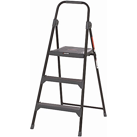 Louisville 3' Steel Type II Step Stool - 3 Step - 225 lb Load Capacity36" - Gray