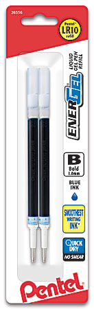 Pentel® EnerGel Liquid Gel Pen Refills, Bold Point, 1.0 mm, Blue Ink, Pack Of 2 Refills