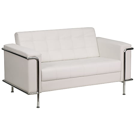 Flash Furniture Hercules Lesley Contemporary Bonded LeatherSoft™ Loveseat, White/Stainless Steel