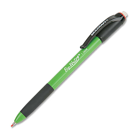 SKILCRAFT® Bio-Write Mechanical Pencils, 1.3 mm, Black/Green Barrel, Red Lead, Pack Of 12