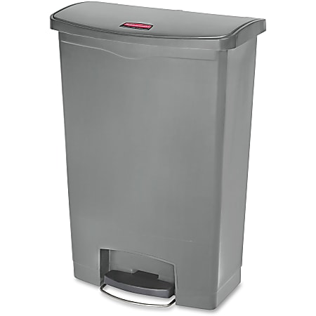 Rubbermaid Commercial Slim Jim Step-On Container - Step-on Opening - Hinged Lid - 24 gal Capacity - Pedal Control, Easy to Clean, Wheels - 32.5" Height x 13.9" Width - Resin - Gray - 1 Each