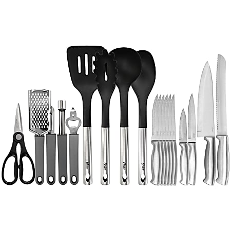 Oster 19-Piece Nylon And Stainless Steel Kitchen Tool And Utensil Set, Black