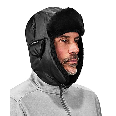 Ergodyne N-Ferno 6802ZI Zippered Trapper Hat With Bump Cap, Large/Extra-Large, Black