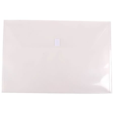 JAM Paper® Plastic Booklet Envelopes, 12" x 18", Hook & Loop Closure, Clear, Pack Of 12