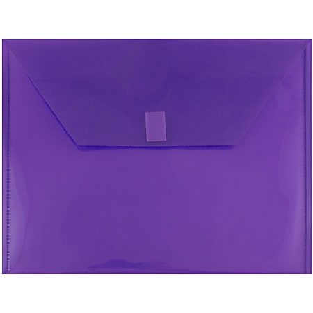 JAM Paper® Plastic Booklet Envelopes, Letter-Size, 9 3/4" x 13", Hook & Loop Closure, Dark Purple, Pack Of 12