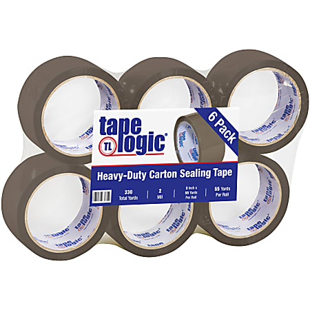 Tape Logic® #400 Industrial Acrylic Tape, 3" Core, 2" x 55 Yd., Tan, Case Of 6