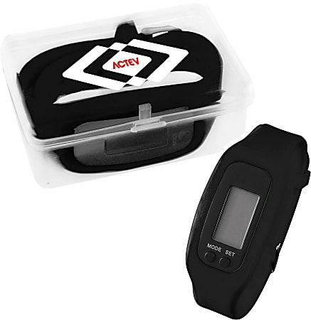 LED Pedometer Watch With Case, 2 3/16"H x 3 1/16"W x 1 3/16"D
