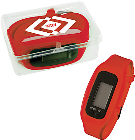 LED Pedometer Watch With Case 2 316 H x 3 116 W x 1 316 D - Office Depot