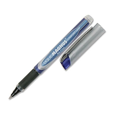 SKILCRAFT® Liquid Magnus Comfort Grip Rollerball Pens, Fine Point, 0.7 mm, Blue Barrel, Blue Ink, Pack Of 4 (AbilityOne 7520-01-587-7787)