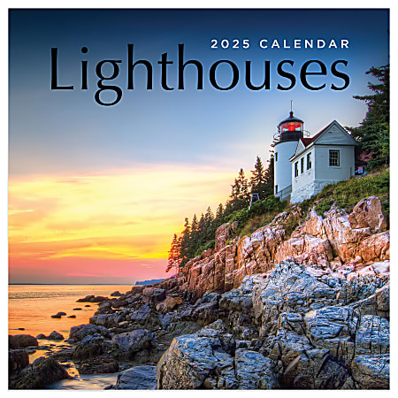 2025 TF Publishing Monthly Mini Wall Calendar, 7” x 7”, Lighthouses, January 2025 To December 2025