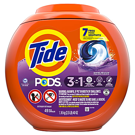 Tide PODS Laundry Detergent Pacs, Spring Meadow Scent, 35 Oz, Pack Of 42 Pods