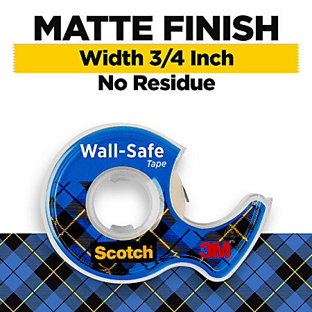 Scotch Wall-Safe Tape, 3/4 X 648, Clear, Pack Of 4 Rolls