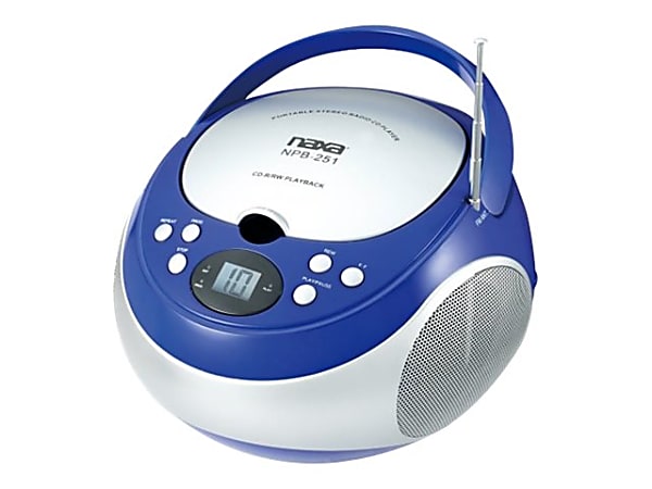 Naxa® Portable MP3/CD Player With AM/FM Stereo Radio, Blue/Silver