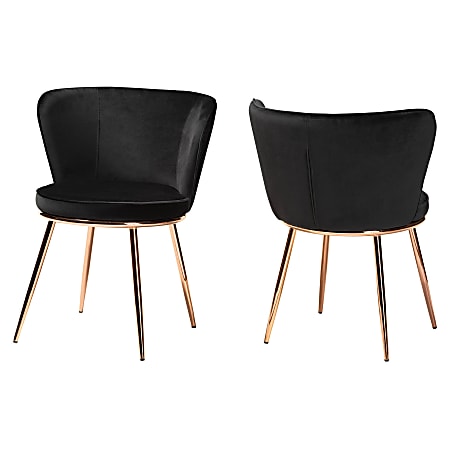 Baxton Studio Farah Dining Chairs, Black/Rose Gold, Set Of 2 Chairs