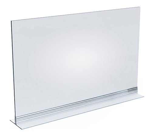 Azar Displays Acrylic T-Strip Horizontal Sign Holders, 11" x 17", Clear, Pack Of 10 Sign Holders