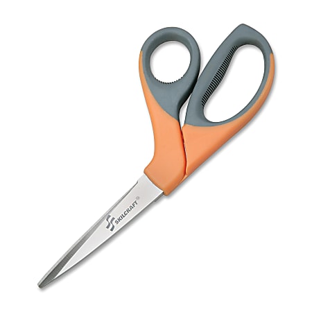 SKILCRAFT® Bent Stainless Steel Shears, 8 3/10", Black/orange