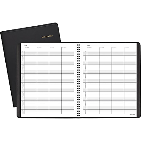 AT-A-GLANCE® 4-Person Group Undated Daily Appointment Book, 8 1/2" x 11", 30% Recycled, Black (8031005)